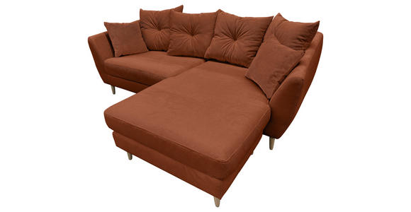 ECKSOFA Kupferfarben Feincord - Buchefarben/Kupferfarben, KONVENTIONELL, Holz/Textil (211/154cm) - Carryhome