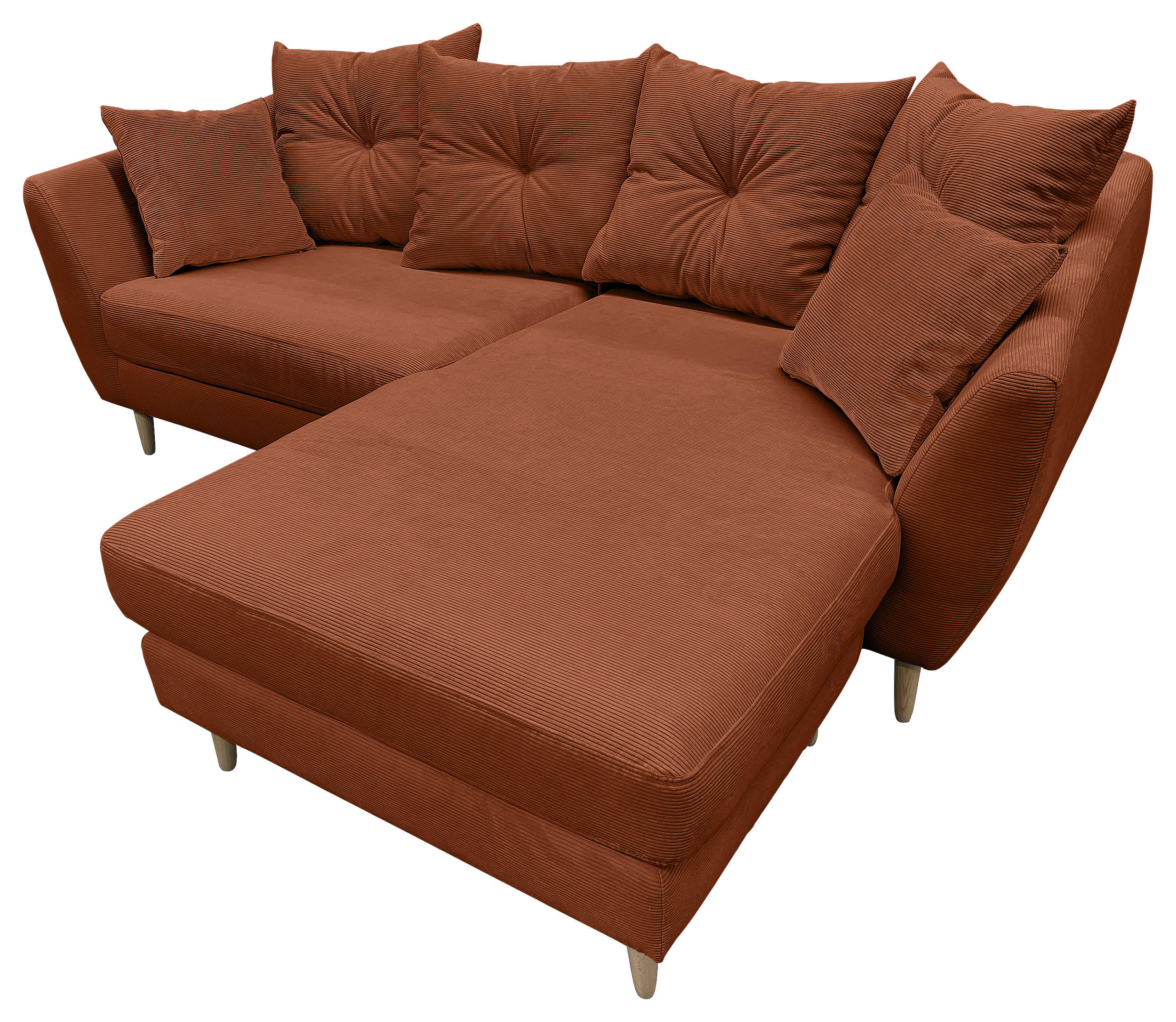 Thumbnail - Carryhome Ecksofa, Kupfer, Textil, Buche, massiv, 2-3-Sitzer, Füllung: Schaumstoffflocken,Schaumstoffflocken, Ottomane r...
