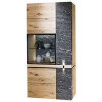 VITRINE  in mehrschichtige Massivholzplatte (Tischlerplatte) Wildeiche Grau, Eichefarben - Eichefarben/Grau, Design, Glas/Holz (96,2/201,6/43,2cm) - Voglauer