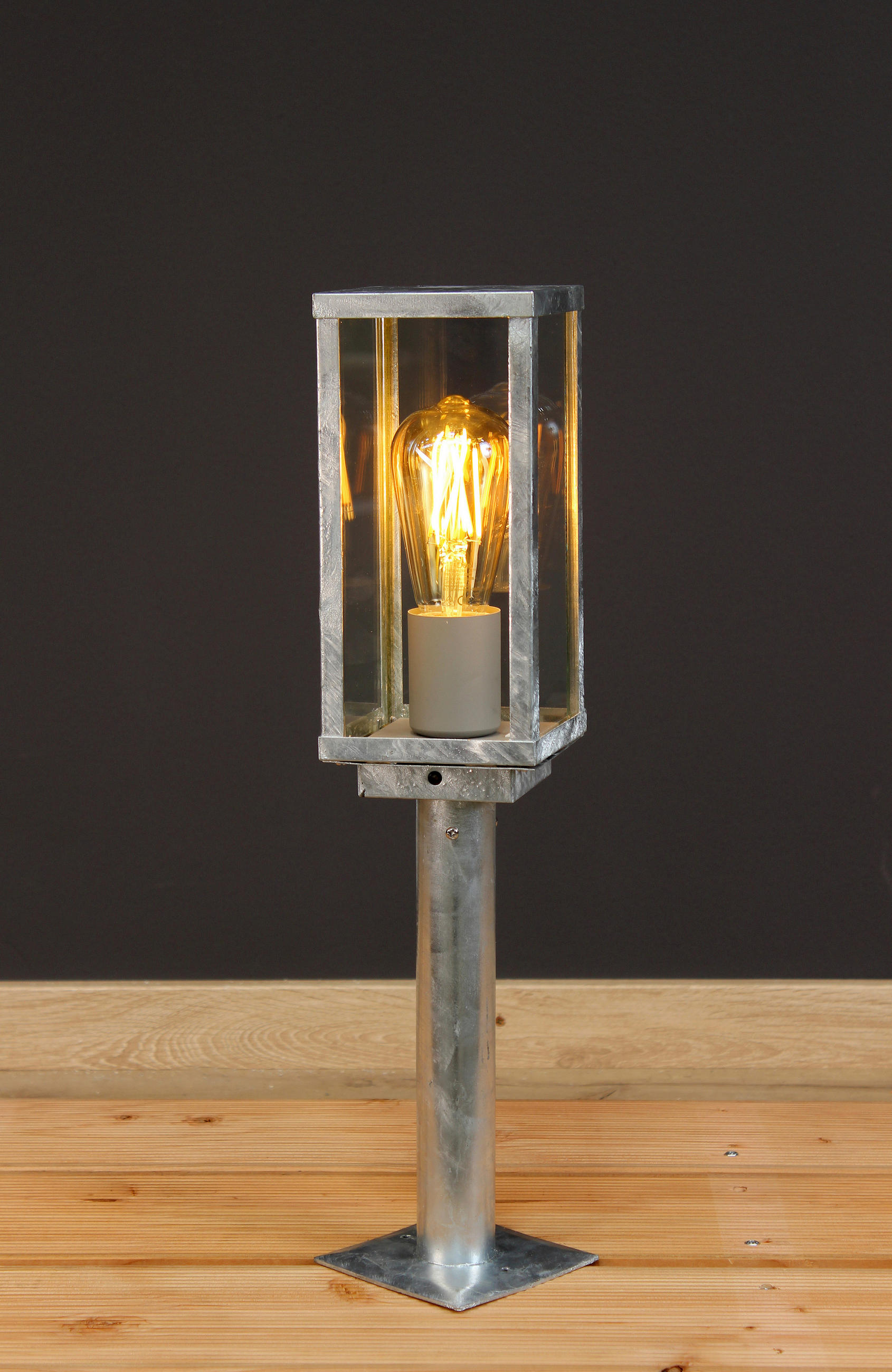 POLLERLEUCHTE Karo   - Klar/Zinkfarben, Design, Glas/Metall (50/11/11cm)