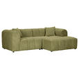 ECKSOFA Hellgrün Cord Zierkissen, Rücken echt  - Schwarz/Hellgrün, KONVENTIONELL, Kunststoff/Textil (250/162cm) - Carryhome