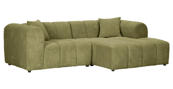 ECKSOFA Hellgrün Cord Zierkissen, Rücken echt  - Schwarz/Hellgrün, KONVENTIONELL, Kunststoff/Textil (250/162cm) - Carryhome