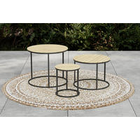 SET DE TABLES D'APPOINT JARDI - Schwarz/Akaziefarben, Modern, Holz/Metall (76/56/36/50/45/40/76/56/36cm) - Ambia Garden