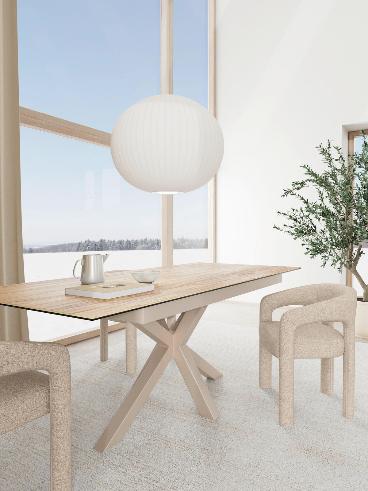 ESSTISCH in Metall, Glas, Keramik 210/90/76 cm  - Eichefarben/Grau, MODERN, Glas/Keramik (210/90/76cm) - MID.YOU