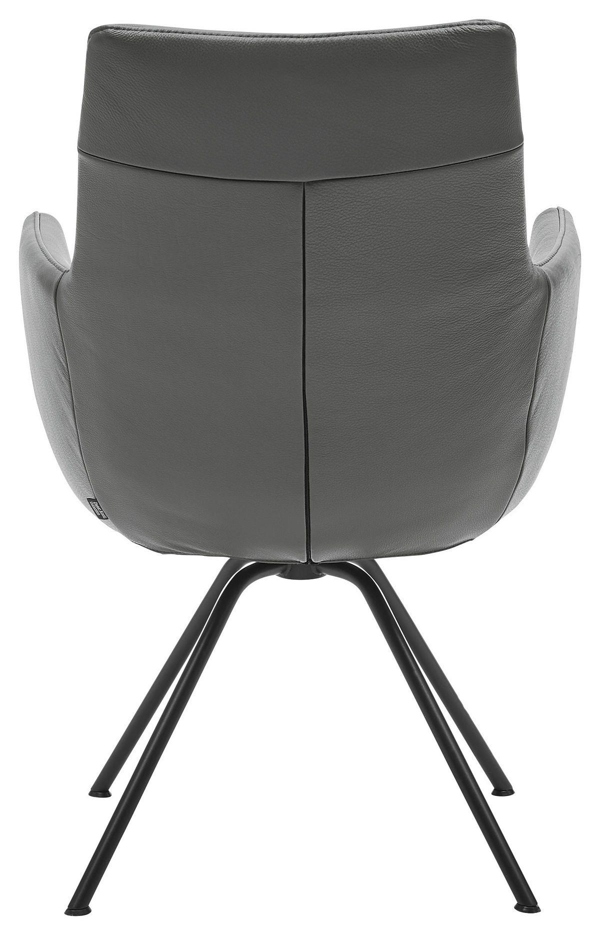 ARMLEHNSTUHL  in Stahl  - Dunkelgrau/Schwarz, Design, Leder/Metall (60/90/61cm) - Dieter Knoll