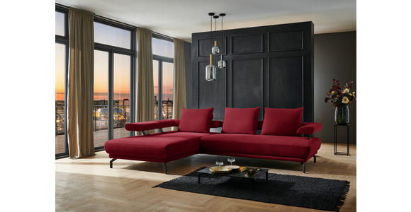 ECKSOFA in Chenille Rot  224/305 cm  - Rot/Schwarz, Design, Textil/Metall (224/305cm) - Dieter Knoll