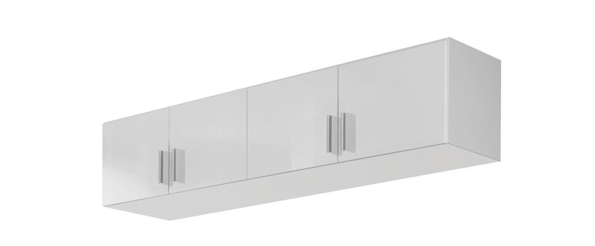 AUFSATZSCHRANK 181/39/54 cm Weiß, Weiß Hochglanz - Weiß Hochglanz/Alufarben, Design, Kunststoff (181/39/54cm) - Carryhome