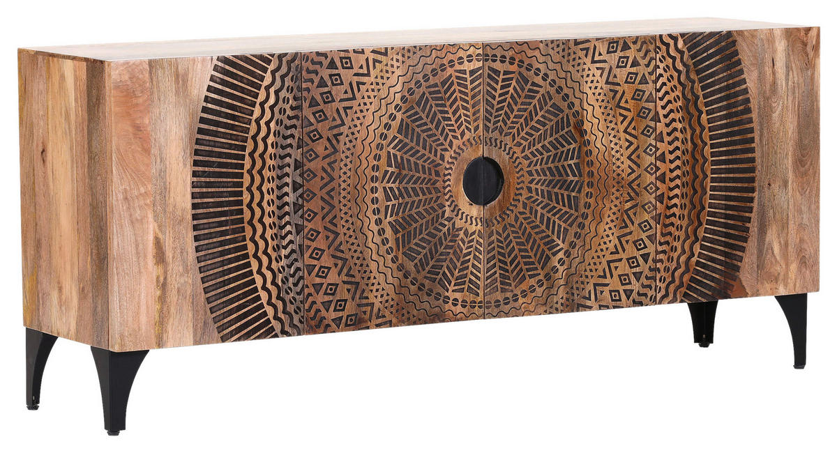 SIDEBOARD  in 177/78/47 cm  - Schwarz/Naturfarben, Design, Holz/Metall (177/78/47cm) - Landscape