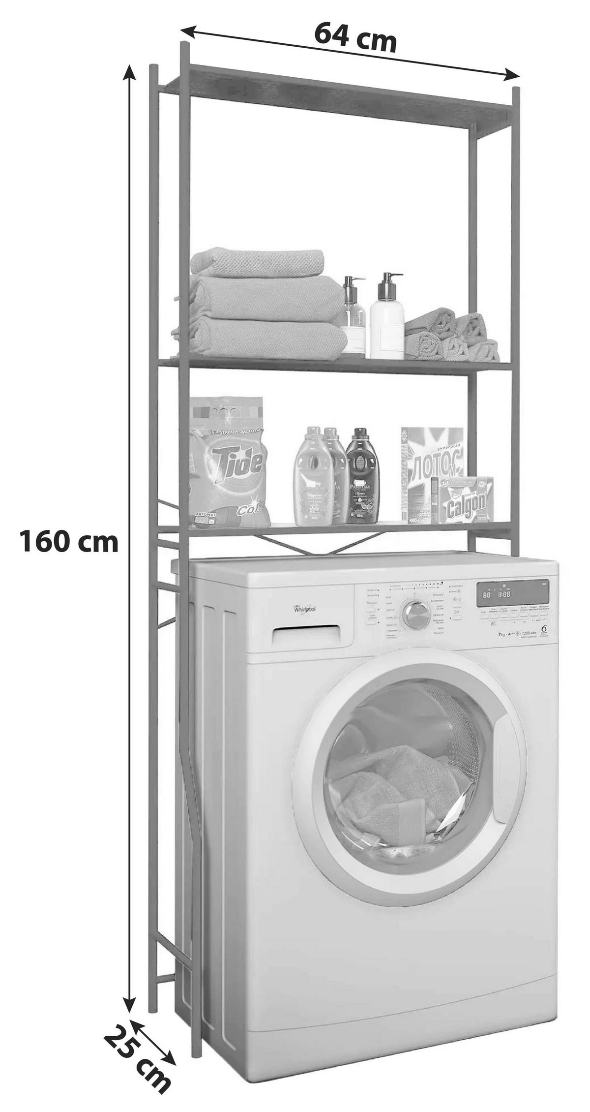 WASCHMASCHINENSCHRANK 64/160/25 cm  in Schwarz  - Schwarz, Basics, Metall (64/160/25cm) - MID.YOU