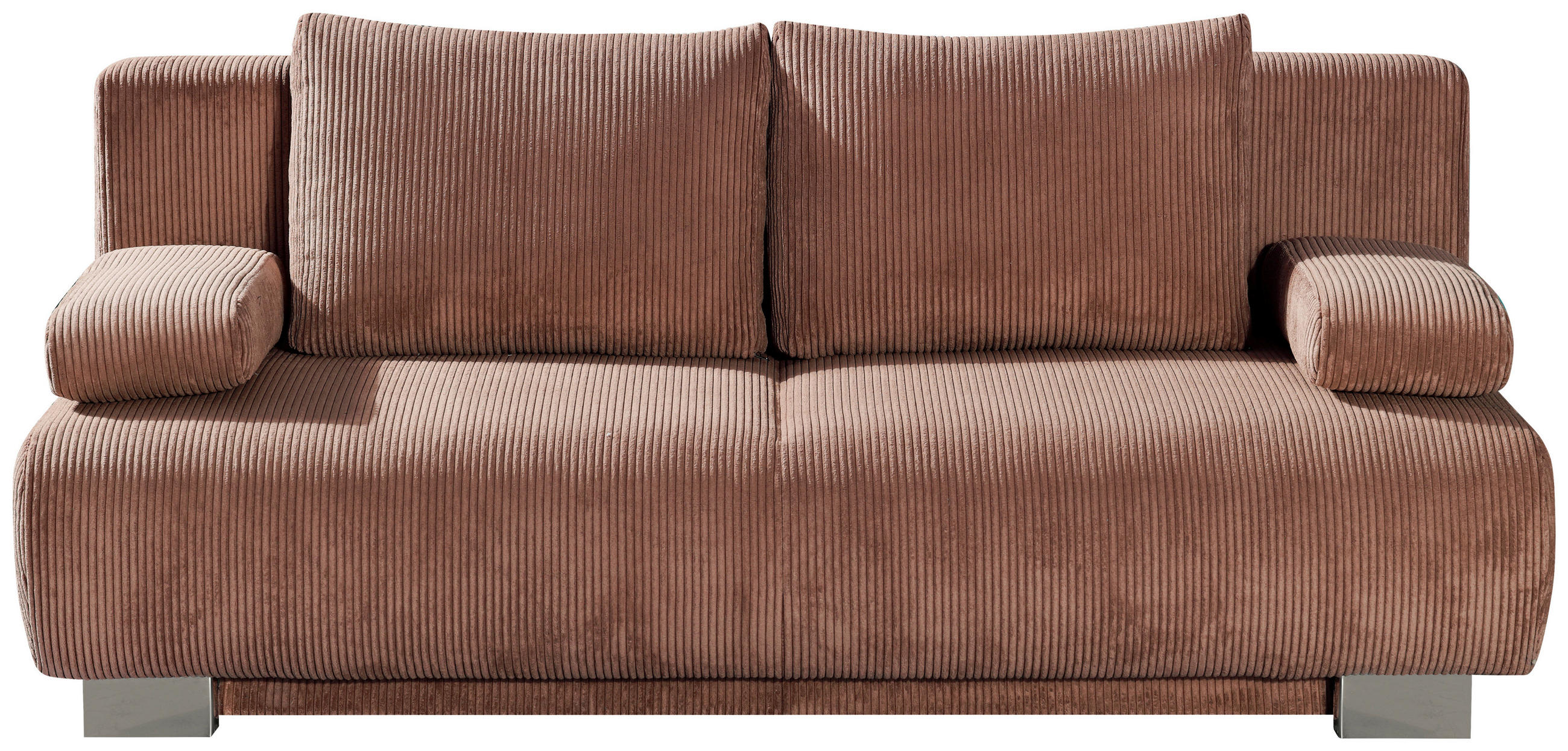 SCHLAFSOFA Rowan Cord Rosa  inkl. Rückenkissen, Armlehnenkissen, Bettkasten, Schlaffunktion, Rücken echt  - Rosa, KONVENTIONELL, Textil/Metall (196/89/94cm) - Novel