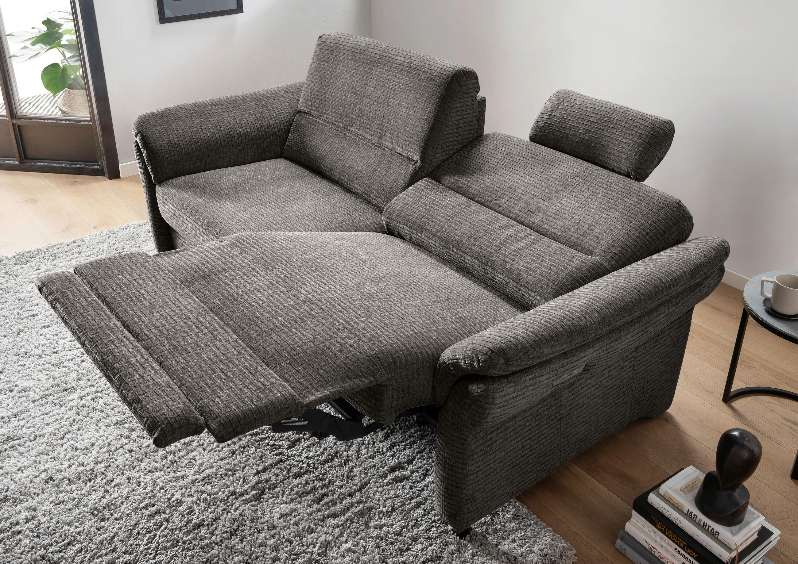 3-SITZER-SOFA Mikrofaser Graubraun  - Graubraun/Schwarz, MODERN, Holz/Textil (192/90/89cm) - Livetastic