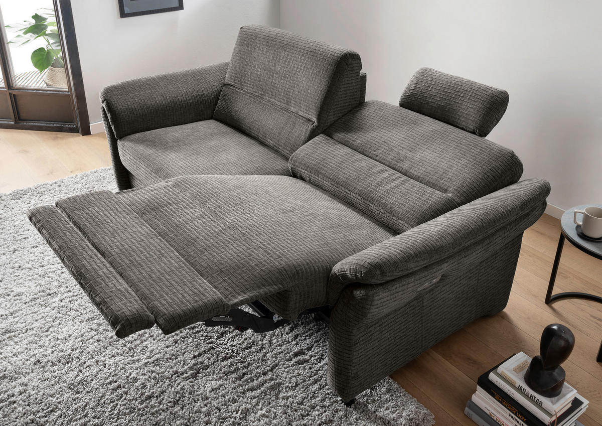 3-SITZER-SOFA in Mikrofaser Graubraun  - Graubraun/Schwarz, Modern, Holz/Textil (192/90/89cm) - Livetastic