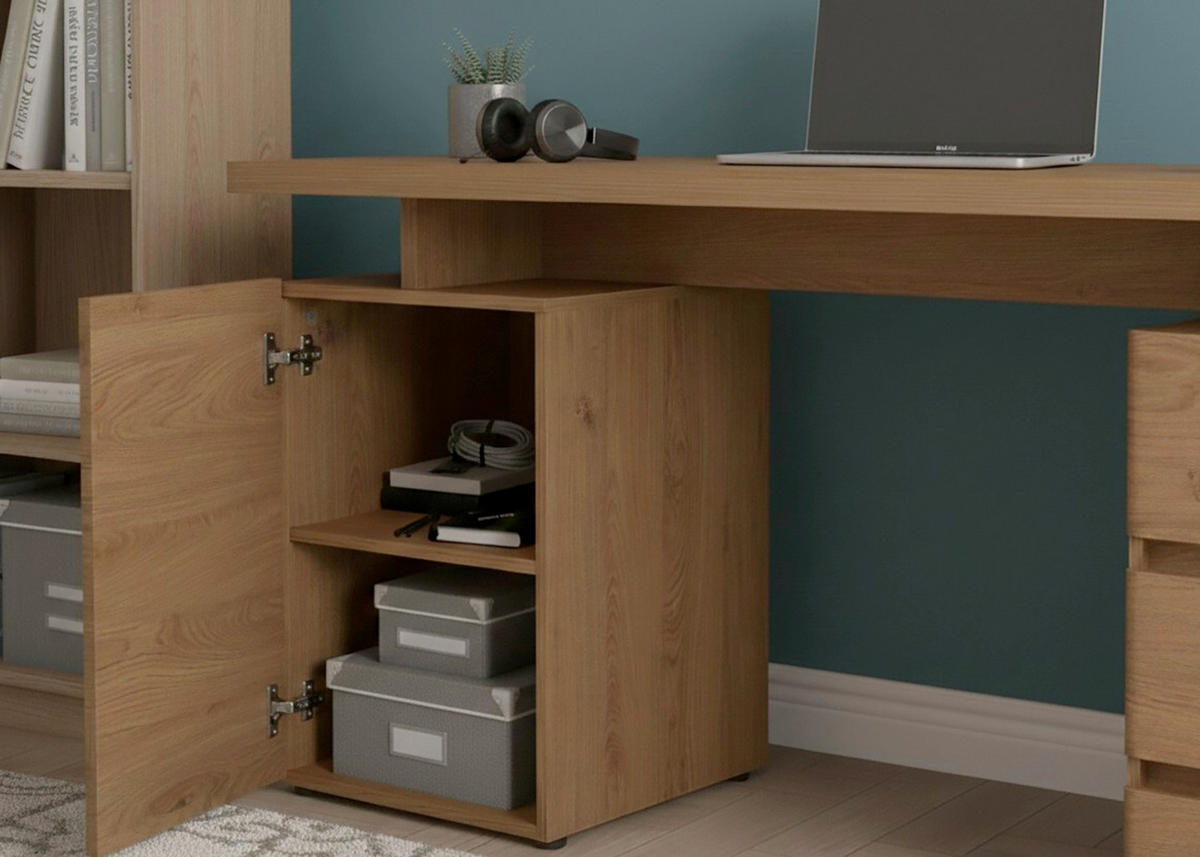 SCHREIBTISCH 150/55/75,5 cm Eichefarben Stauraum, seitenverkehrt montierbar, in verschiedenen Holz-Dekoren erhältlich  - Eichefarben, KONVENTIONELL, Holzwerkstoff (150/55/75,5cm) - MID.YOU