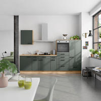 KÜCHENBLOCK Easytouch 300 cm  in Eichefarben, Dunkelgrün  - Dunkelgrün/Eichefarben, MODERN, Holzwerkstoff/Metall (300cm) - Nobilia