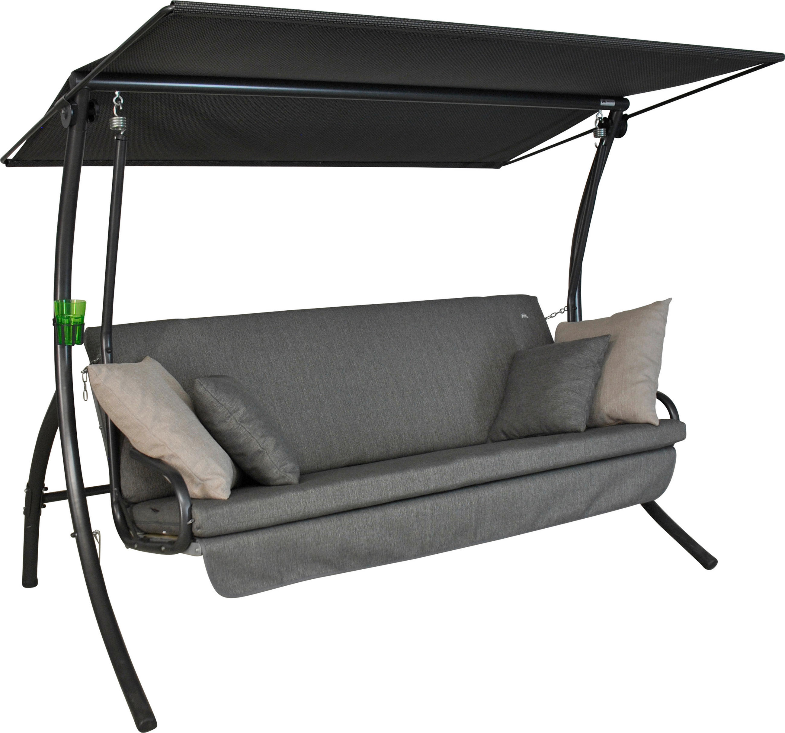 HOLLYWOODSCHAUKEL 210/160/145 cm  - Dunkelgrau/Anthrazit, Basics, Kunststoff/Textil (210/160/145cm) - Boxxx