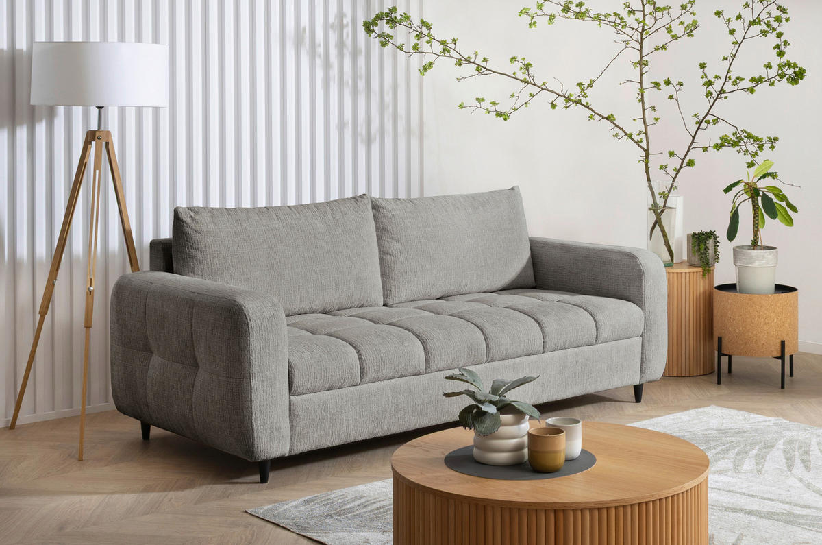 2,5-SITZER Flachgewebe Dunkelgrau  - Dunkelgrau/Schwarz, Design, Holz/Textil (209/88/101cm) - Lomoco