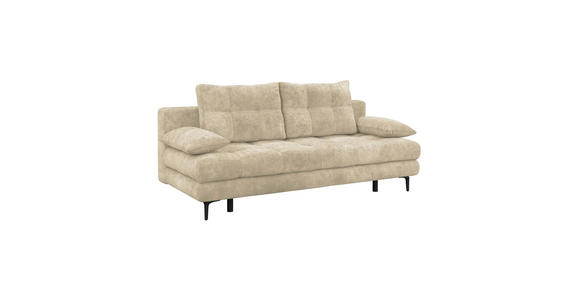SCHLAFSOFA Chenille Beige Rückenkissen, Armlehnenkissen, Bettkasten, Schlaffunktion, Rücken echt  - Beige/Schwarz, KONVENTIONELL, Textil/Metall (203/94/96cm) - Carryhome