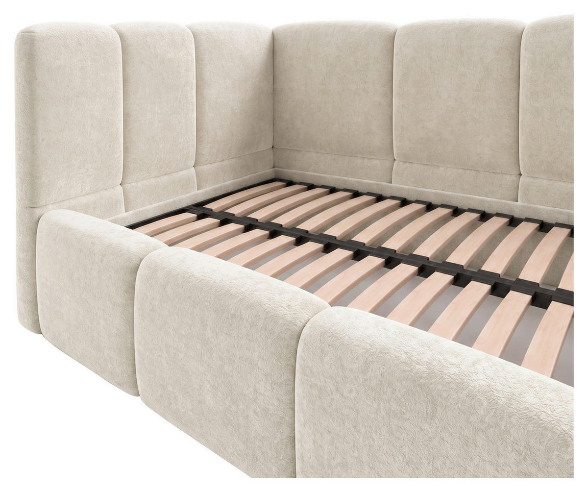POLSTERBETT 140/200 cm,  in Beige, Lattenrost, Bettkasten,  - Beige/Schwarz, Design, Holz/Textil (140/200cm) - Chameo