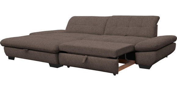 ECKSOFA in Mikrofaser Hellbraun  - Hellbraun/Schwarz, Design, Textil/Metall (198/290cm) - Xora