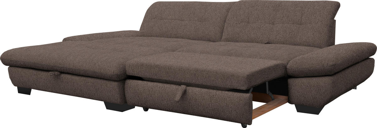 ECKSOFA in Mikrofaser Hellbraun  198/290 cm  - Hellbraun/Schwarz, Design, Textil/Metall (198/290cm) - Xora