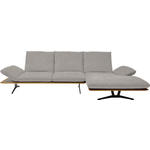 ECKSOFA in Flachgewebe Hellgrau  - Hellgrau/Schwarz, Design, Holz/Textil (314/159cm) - Dieter Knoll