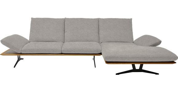 ECKSOFA in Flachgewebe Hellgrau 314/159 cm - Hellgrau/Schwarz, Design, Holz/Textil (314/159cm) - Dieter Knoll