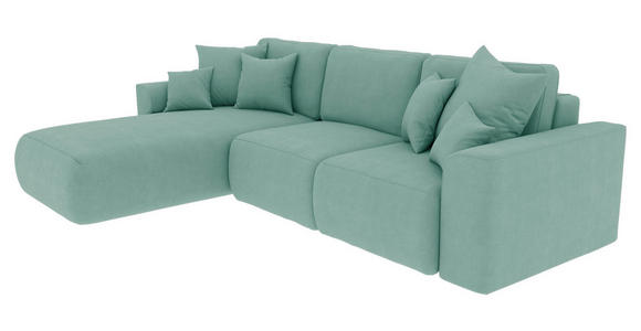 ECKSOFA in Velours Mintgrün  - Chromfarben/Mintgrün, KONVENTIONELL, Kunststoff/Textil (195/293cm) - Carryhome