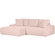 ECKSOFA in Flachgewebe Rosa 195/286 cm - Schwarz/Rosa, KONVENTIONELL, Kunststoff/Textil (195/286cm) - Carryhome