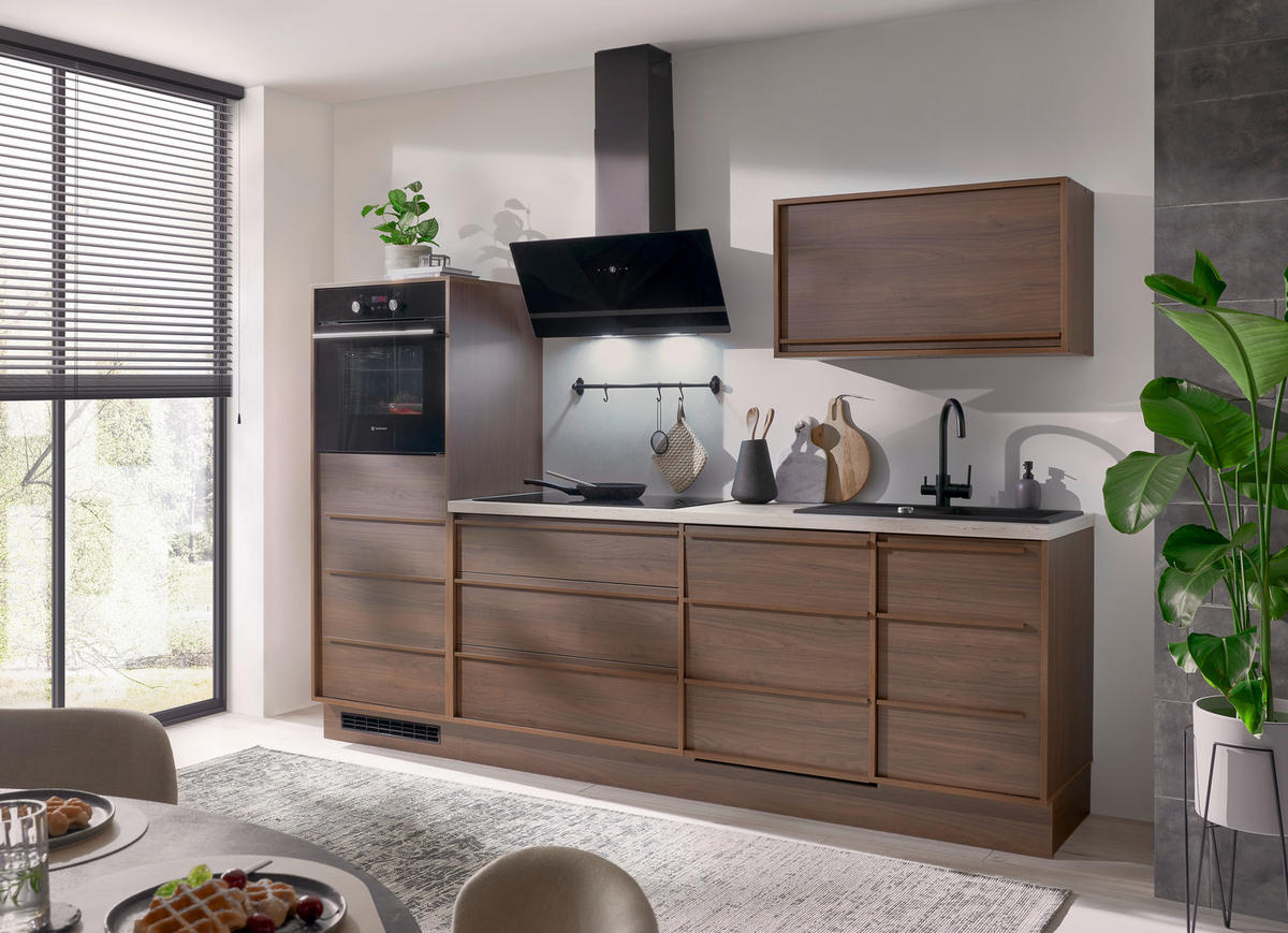 KÜCHENBLOCK 264 cm   in Nussbaumfarben  - Beige/Nussbaumfarben, Trend, Holzwerkstoff/Kunststoff (264cm) - P & B