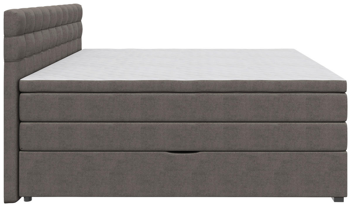 BOXSPRINGBETT 160/200 cm,  in Dunkelgrau, Bettkasten, Topper, Matratzen, H3 = fest  - Dunkelgrau/Schwarz, KONVENTIONELL, Kunststoff/Textil (160/200cm) - Boxxx