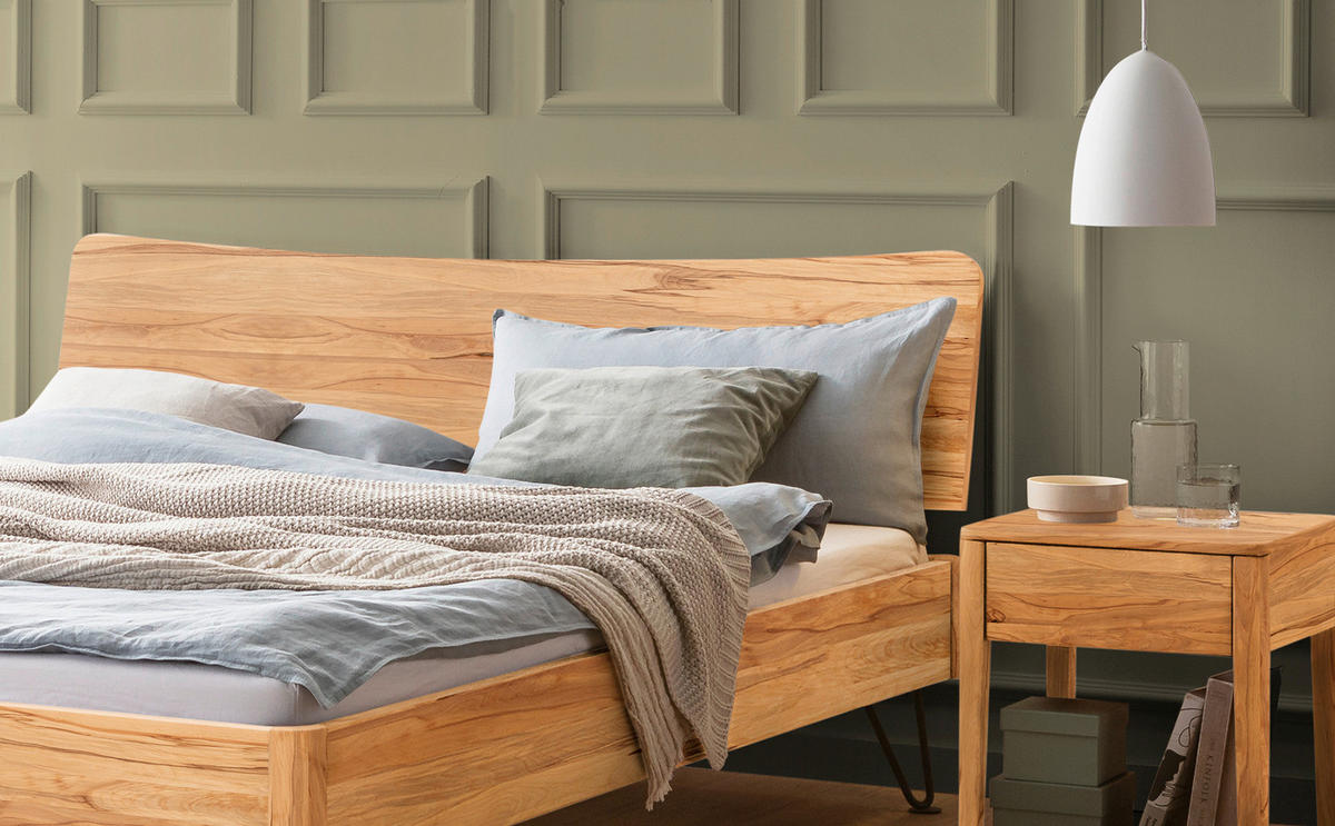 BETT 140/200 cm  in Buchefarben  - Buchefarben/Schwarz, Design, Holz/Metall (140/200cm) - Hasena