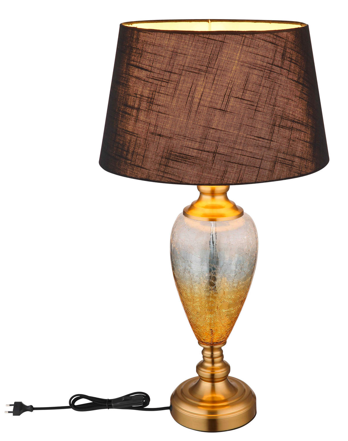 TISCHLEUCHTE - Klar/Messingfarben, Konventionell, Glas/Textil (38/66cm) - Globo