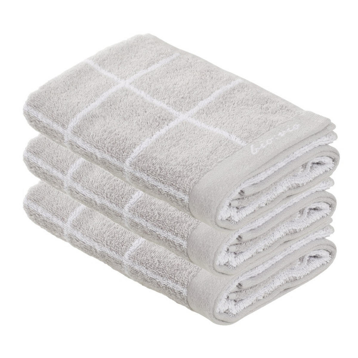 FROTTIERSET CHAMP Weiß, Silberfarben 3-teilig  - Silberfarben/Weiß, Natur, Textil (30/50cm) - Bio:Vio