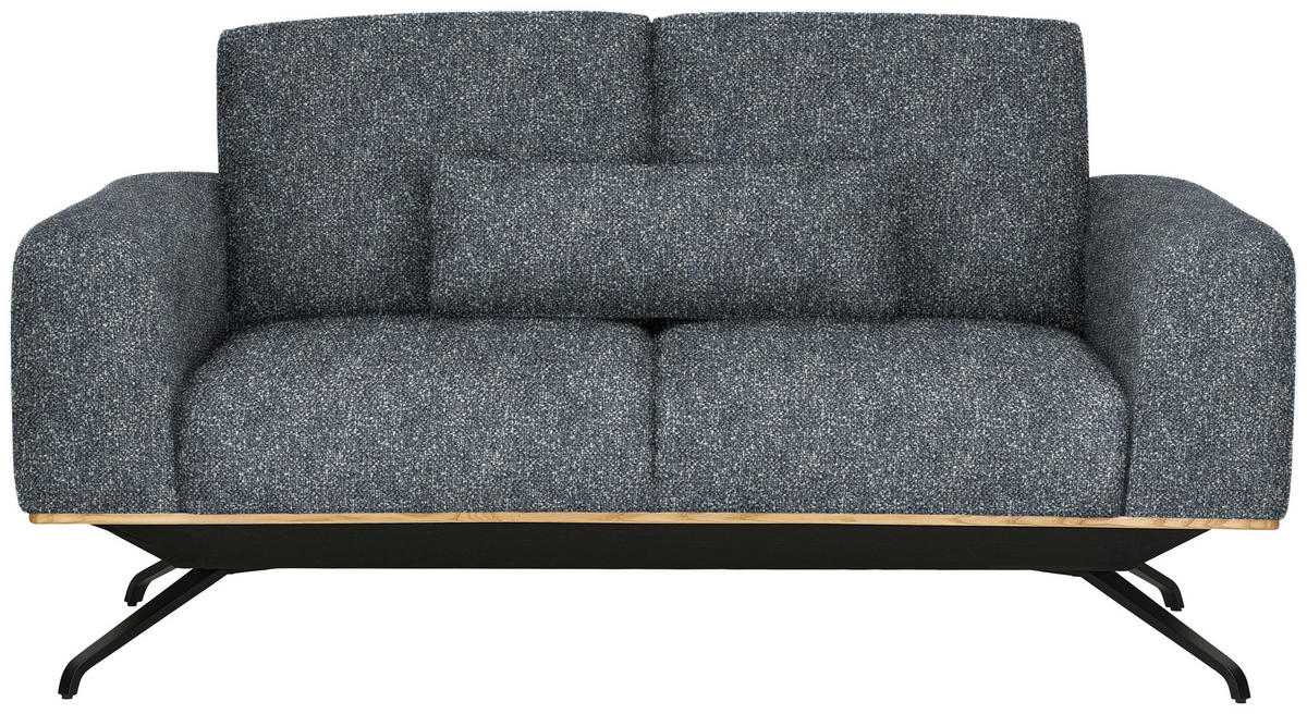 2-SITZER-SOFA in Struktur Dunkelgrau  - Dunkelgrau/Schwarz, Design, Holz/Textil (166/85-104/95cm) - Novel