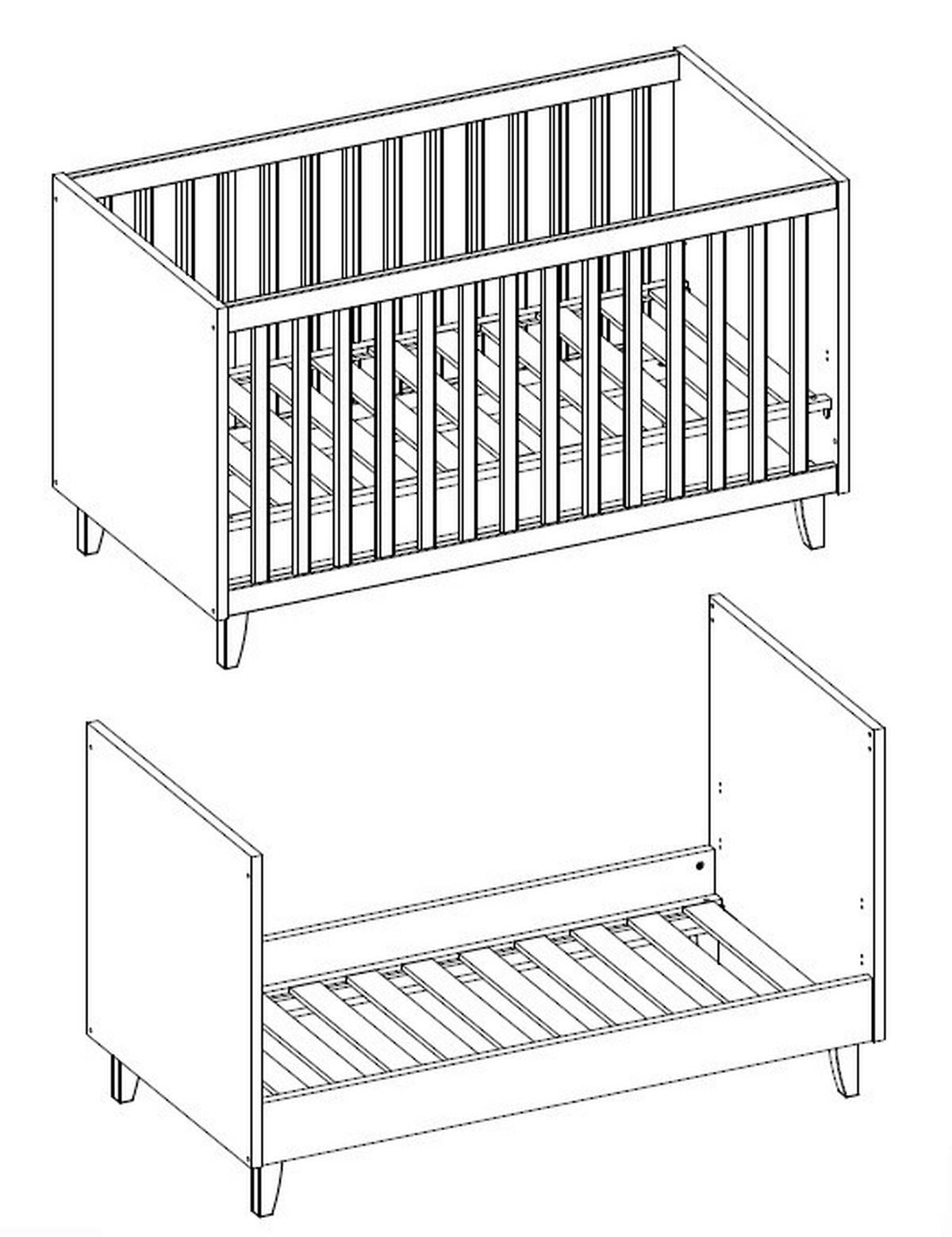 GITTERBETT 145/84/75 cm  - Wildeiche/Weiß, Basics, Holz (145/84/75cm) - Jimmylee