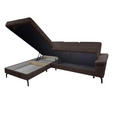 ECKSOFA Dunkelbraun Velours Bettkasten, Sitzvorzug  - Dunkelbraun/Schwarz, KONVENTIONELL, Textil/Metall (206/253cm) - Venda