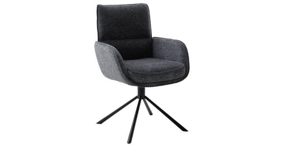 ARMLEHNSTUHL  in Stahl Webstoff  - Anthrazit/Schwarz, Design, Textil/Metall (62/92/65cm) - Novel