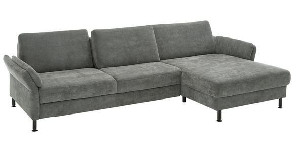 ECKSOFA in Chenille, Flachgewebe Dunkelgrau 316/175 cm - Dunkelgrau/Schwarz, Design, Textil/Metall (316/175cm) - Dieter Knoll