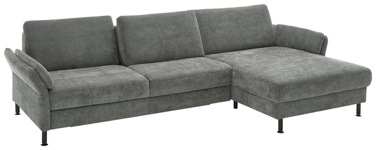 ECKSOFA in Chenille, Flachgewebe Dunkelgrau  - Dunkelgrau/Schwarz, Design, Textil/Metall (316/175cm) - Dieter Knoll