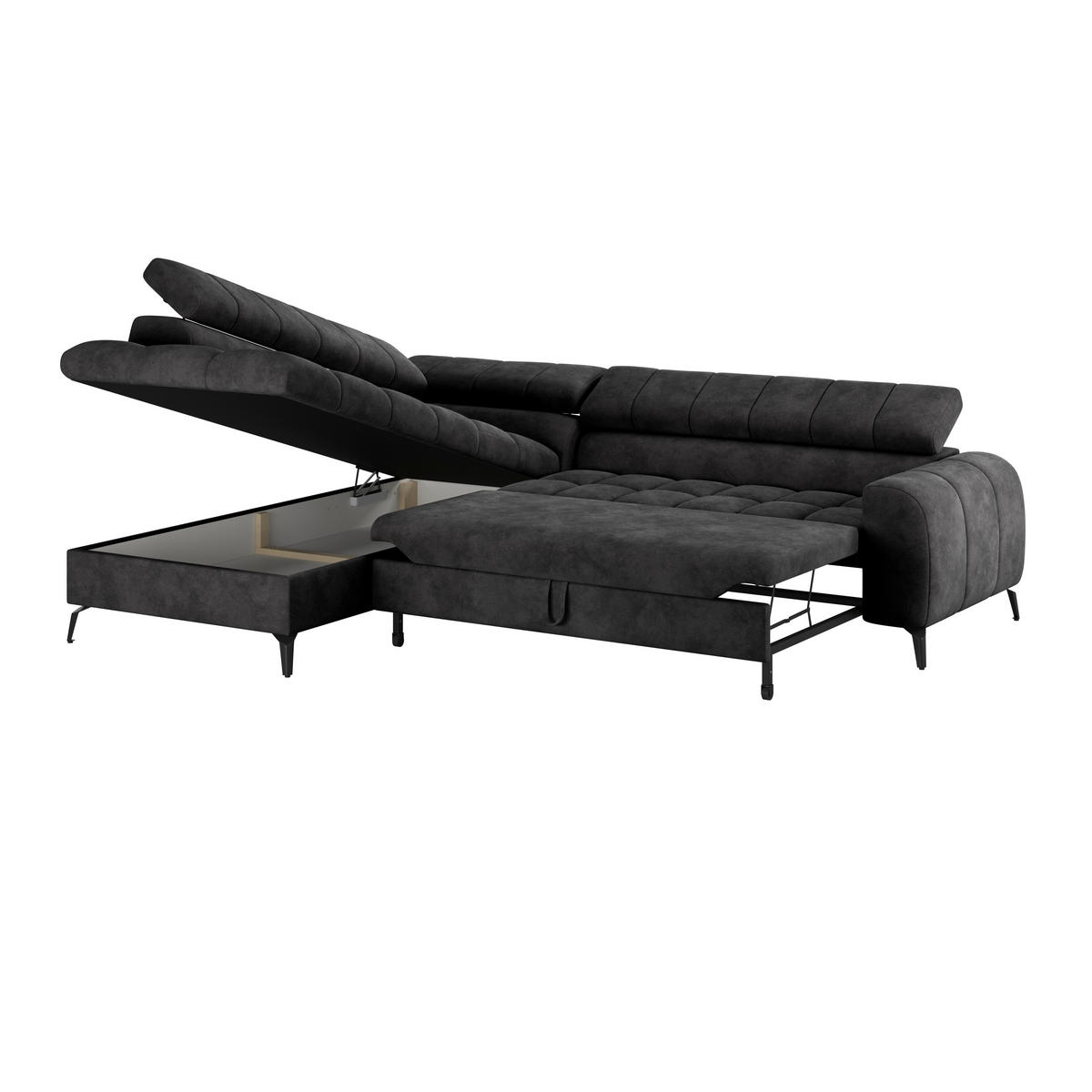 ECKSOFA in Schwarz  - Schwarz, Trend, Kunststoff/Textil (203/261cm) - Livetastic