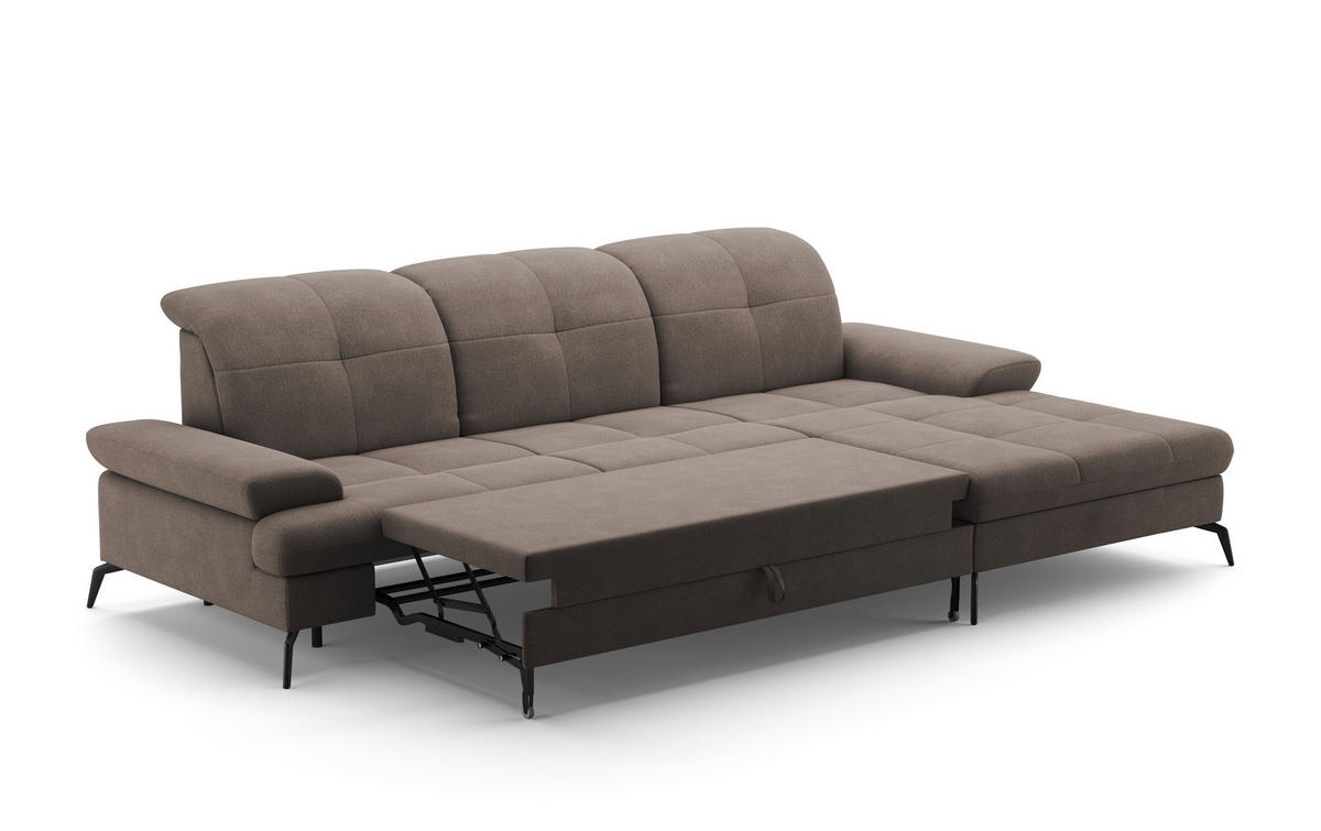 ECKSOFA in Flachgewebe Schlammfarben  - Schlammfarben/Schwarz, Konventionell, Textil/Metall (279/185cm) - Sit & More