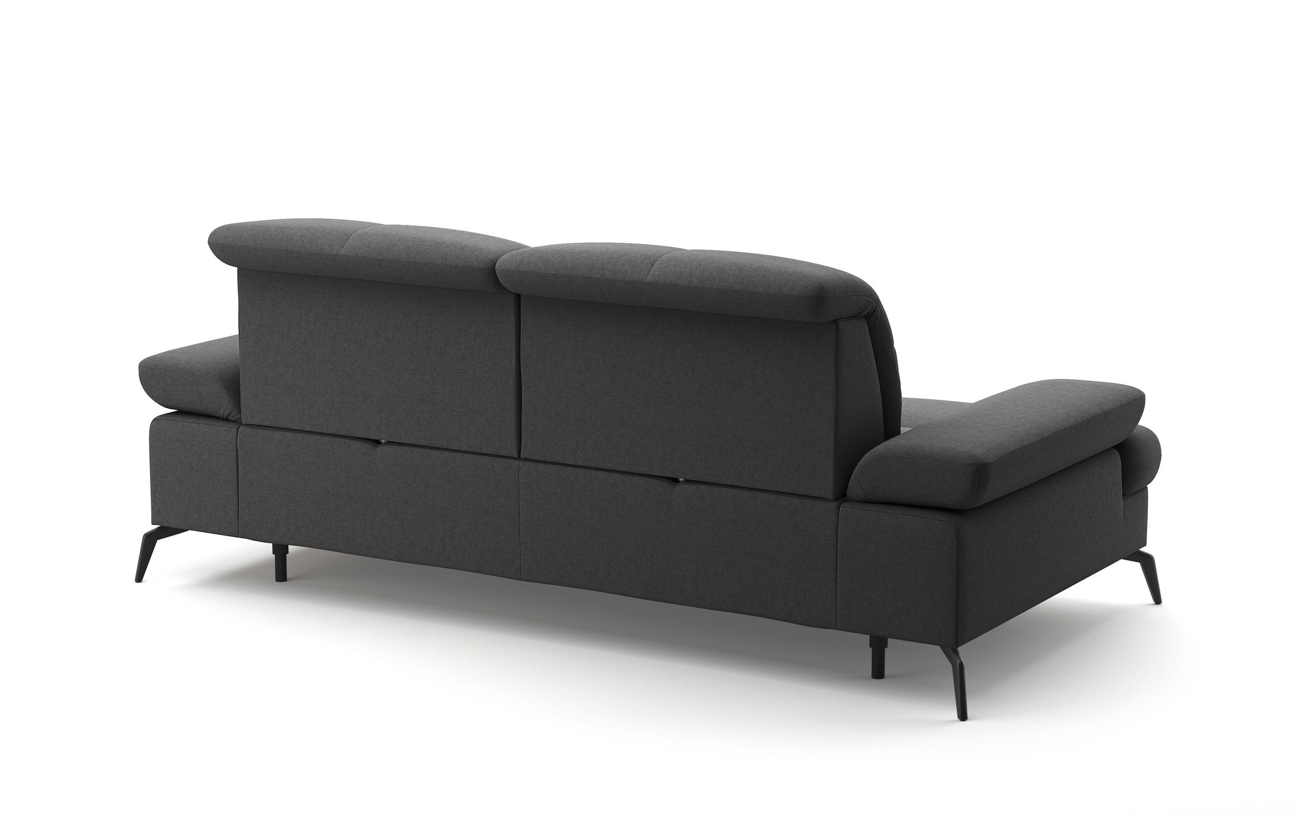 Thumbnail - Sit & More 3-Sitzer-Sofa, Dunkelgrau, Textil, 212x90x122 cm, Goldenes M, Oeko-Tex® Standard 100, Made in Europe, DGM-Kli...
