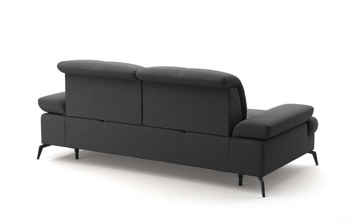 2,5-SITZER in Flachgewebe Dunkelgrau  - Dunkelgrau/Schwarz, Konventionell, Textil/Metall (202/90/122cm) - Sit & More