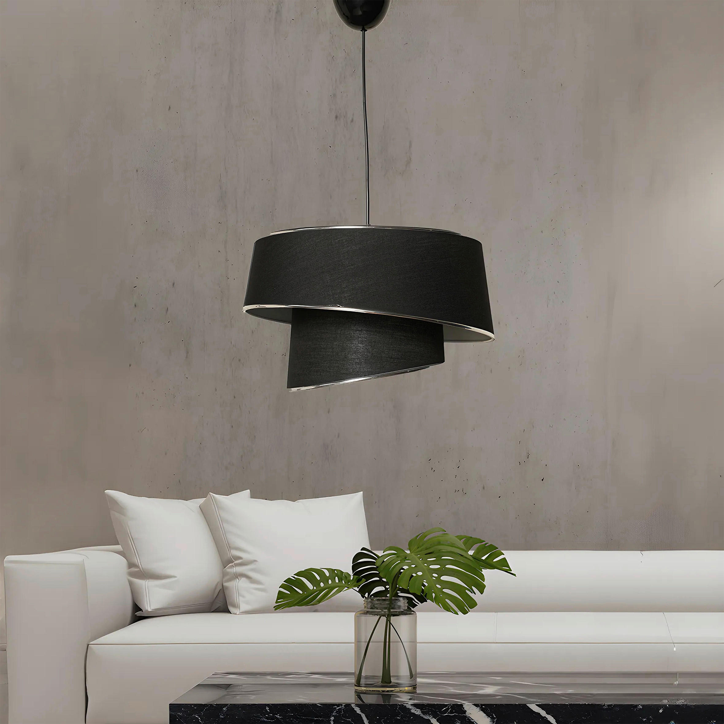 HÄNGELEUCHTE 32/70 cm   - Silberfarben/Schwarz, Design, Kunststoff/Textil (32/70cm) - P & B