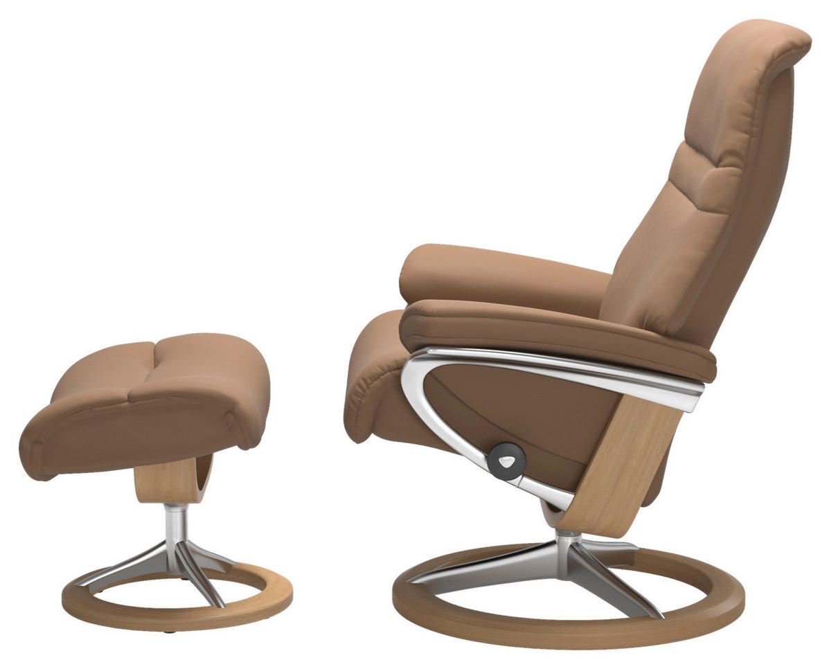 RELAXSESSELSET in Leder Hellbraun  - Hellbraun/Eichefarben, KONVENTIONELL, Leder/Holz (83/105/74cm) - Stressless