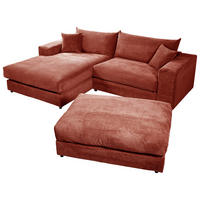 ECKSOFA  Cord, Velours Terracotta  - Terracotta/Schwarz, Basics, Kunststoff/Textil (180/265cm) - Livetastic