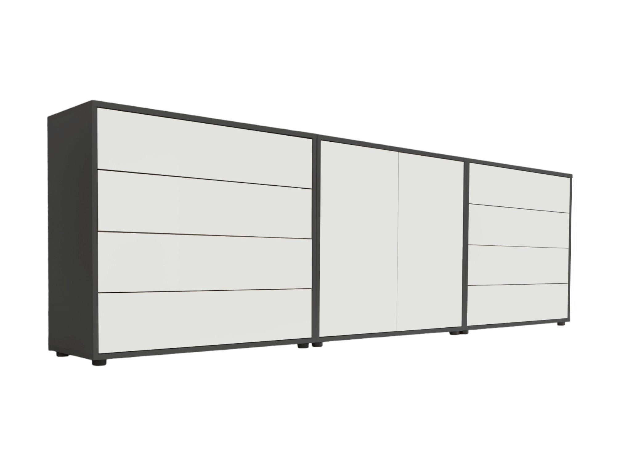 Mid.you Sideboard Mailand Set 4 Anthrazit, Weiß 237x73x33 cm