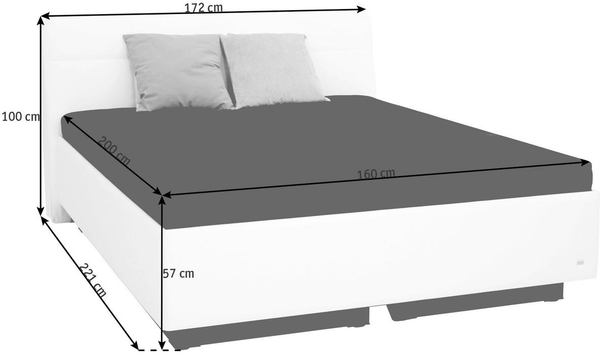 POLSTERBETT Bettkasten, Lattenroste 160/200 cm  in Weiß  - Weiß, KONVENTIONELL, Holzwerkstoff/Textil (160/200cm) - RUF Betten