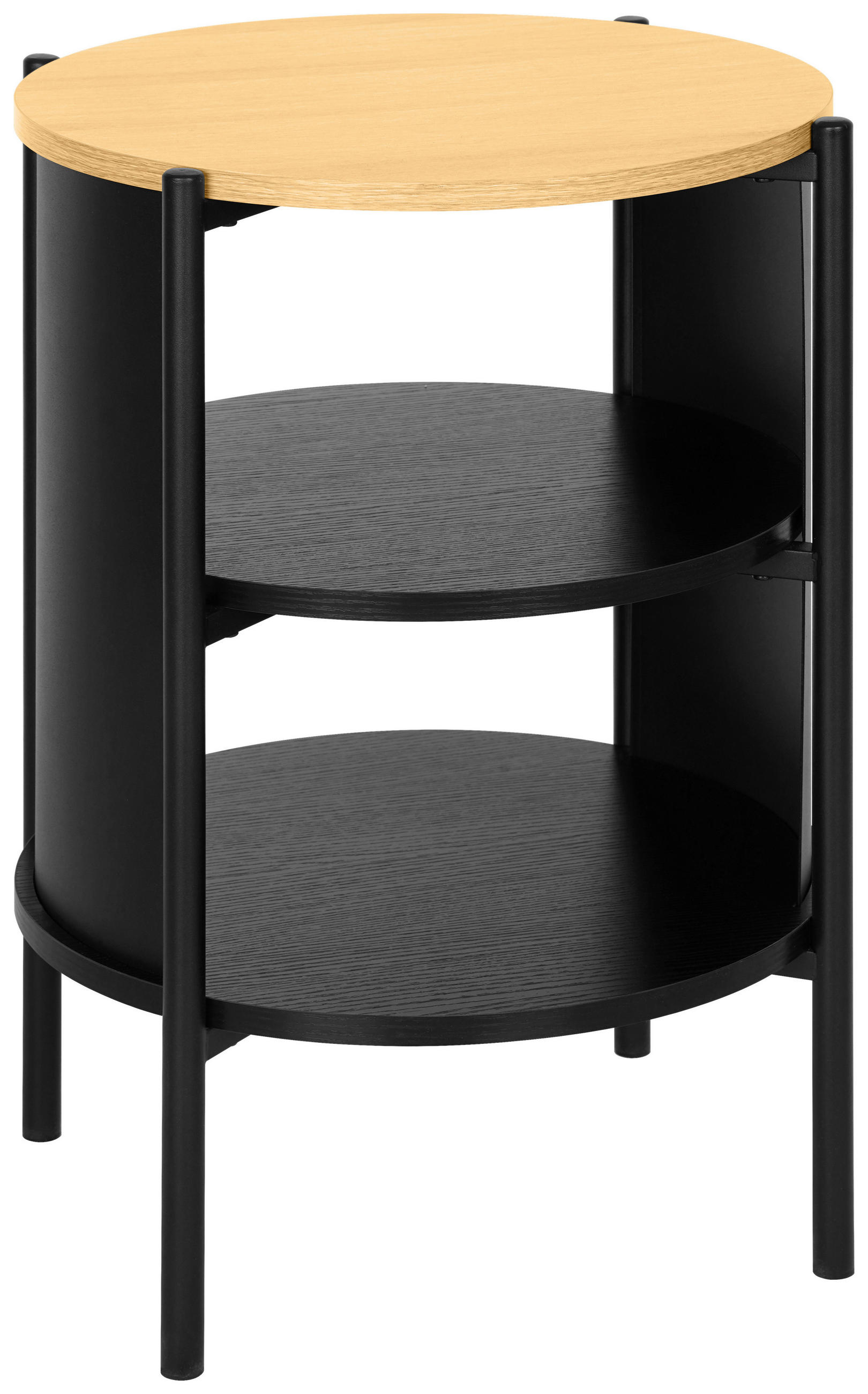 BEISTELLTISCH 44/44/60 cm Naturfarben, Schwarz rund  - Schwarz/Naturfarben, Trend, Holzwerkstoff/Metall (44/44/60cm) - Xora