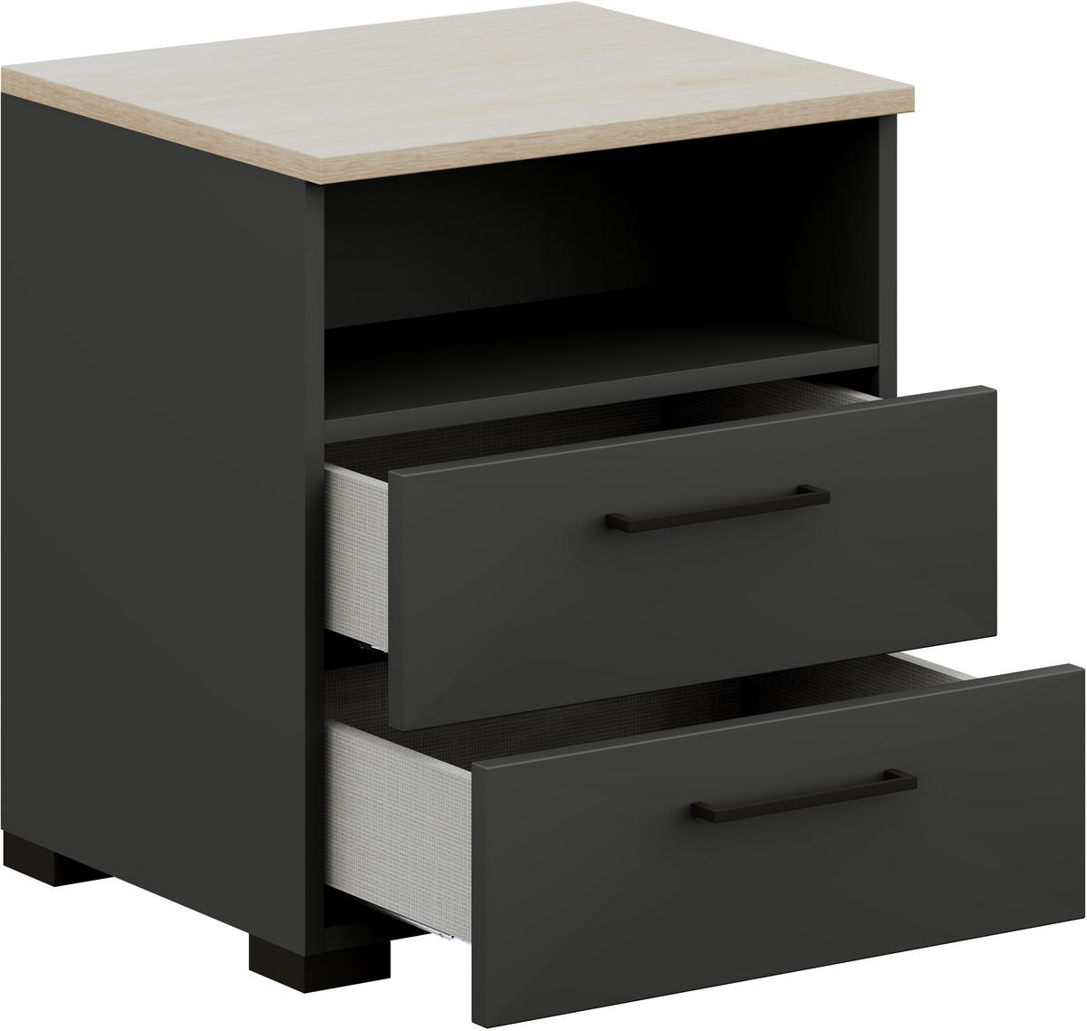NACHTTISCH 50/57/42,1 cm  in Graphitfarben, Eichefarben  - Eichefarben/Anthrazit, Design, Holzwerkstoff/Metall (50/57/42,1cm) - Cantus